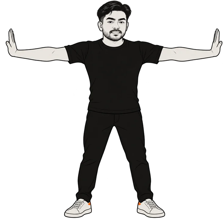 Cartoon Yahya, spread pose